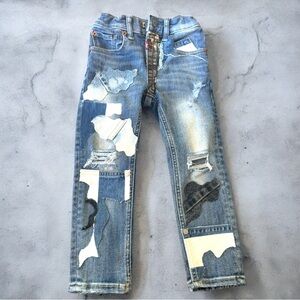 Upcycled reworked unisex kids gap patch work jeans size 4 years